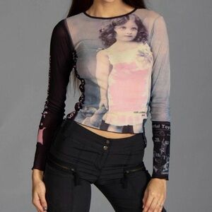 Rare Vintage Cop Copine Girl or Boy Mesh Top Y2K